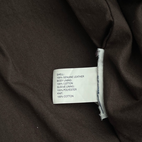 Gap men’s brown genuine leather bomber jacket with ribbed collar / L - Picture 11 of 11